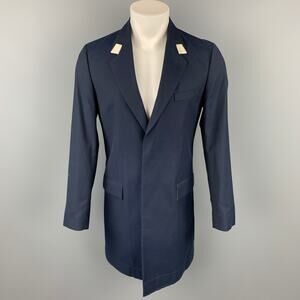 MARC JACOBS Size 36 Navy Wool / Cotton Notch Lapel Coat